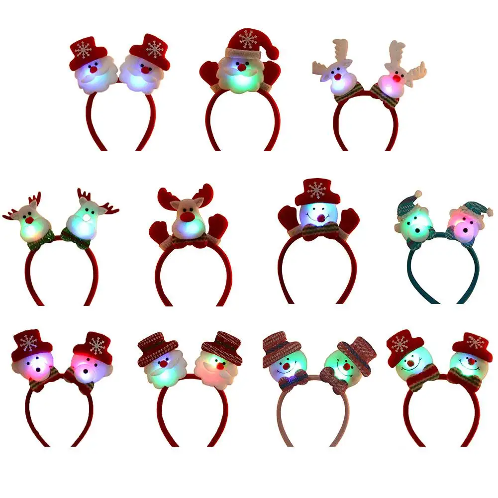 Повязка на голову для девочек светодиодный свет Рождественские украшения олень