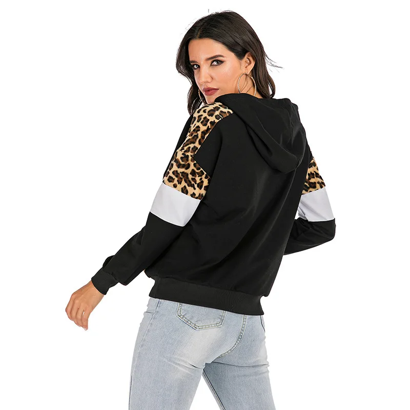 

Amazon Cross-border European And American Female Leopard Grain Of 2020 Autumn Winters Have Cap Fleece Female Fashion