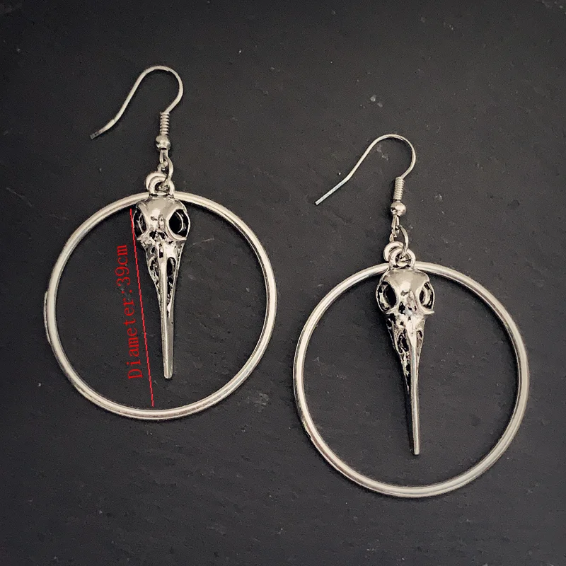 Новые готические серьги в виде вороны серебряные форме черепа ведьмы стиль