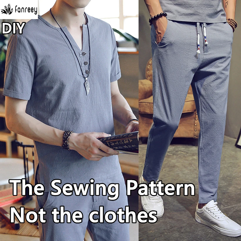 Швейные узоры для мужчин в китайском стиле ретро льняной костюм отдыха N29 | Дом и