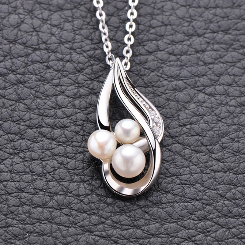 

925 Silver Pendant Freshwater Pearl with Silver Chain Wedding Pendant Necklace for Women Anniversary Gift