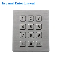 12 keys stainless steel metallic waterproof rugged industrial ip65 3x4 kiosk metal numberic keypad
