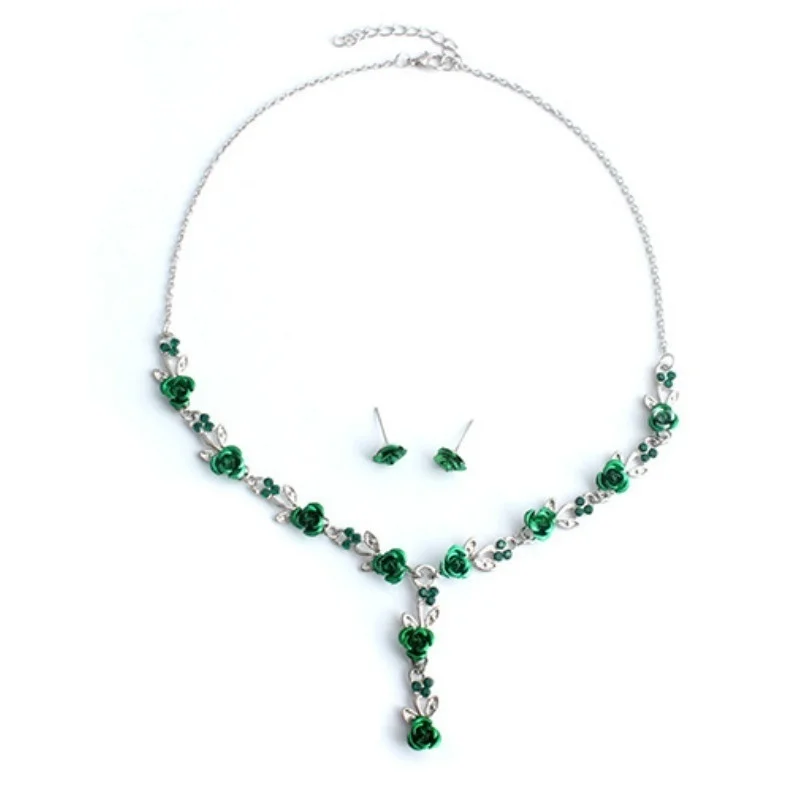 Комплект из колье и серёг с подвеской в виде Розы | Украшения аксессуары