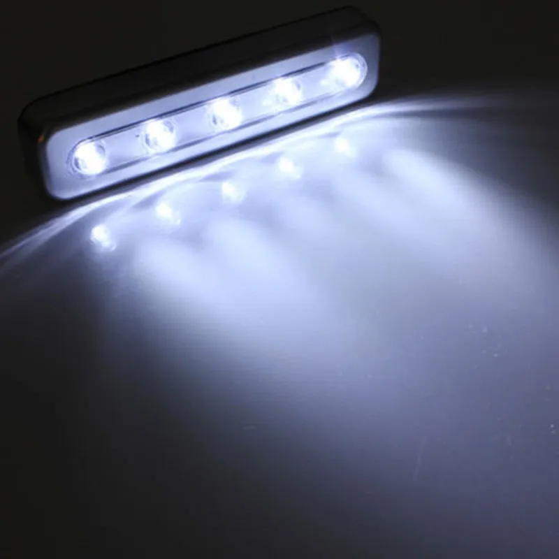 

1PCS Wireless 5 LED Night Light Under Cabinet Wardrobe Closet Kitchen Push Touch Tap Night Light Lamp Stick On Battery Power