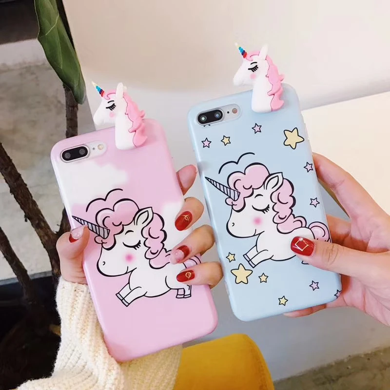 

Cute Blue Unicorn Soft Tpu Mobile Phone Cases Covers Accessories For Iphone 11 pro x Xr XS Max 2020 Se 6s 7 8 plus Back Cover