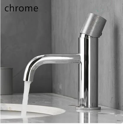 chrome Медный латунный роскошный смеситель для раковины матовый черный холодный и горячий смеситель для раковины скандинавский Черный кран для ванной - Цвет: chrome
