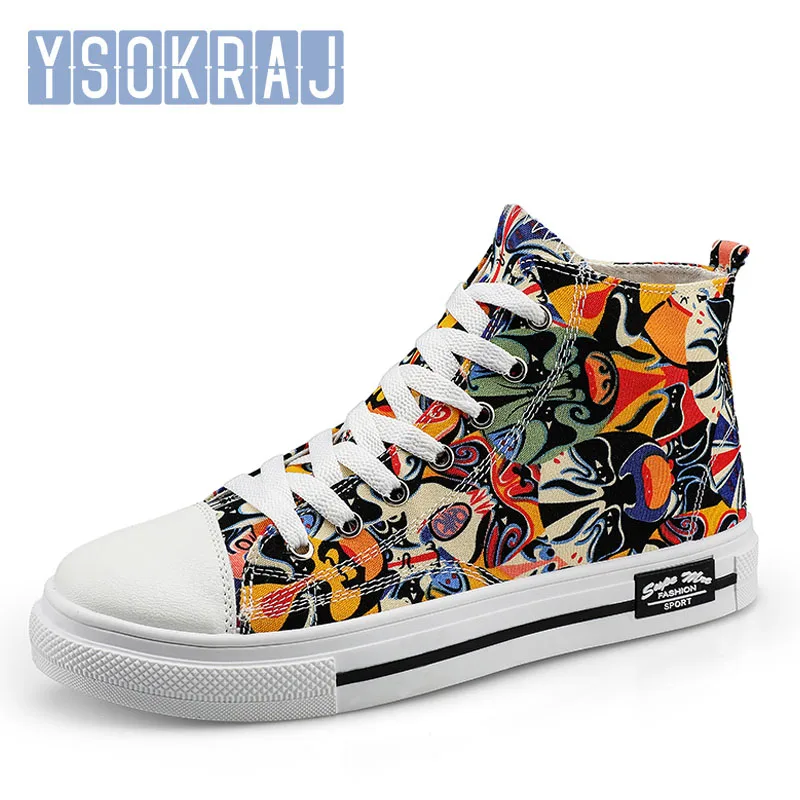 

Mens Skateboarding Shoes Flat Canvas Shoes Breathable High Top Male Sneakers Shoes Casual Shoes Men's Students Wild Sports Shoes