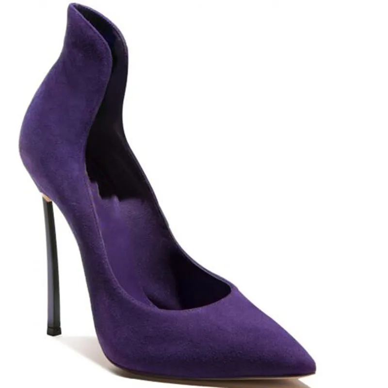 

SHOFOO/обувь красивая и модная женская обувь замшевая женская обувь на высоком каблуке 11 см туфли-лодочки с острым носком. Размер: 34 -45