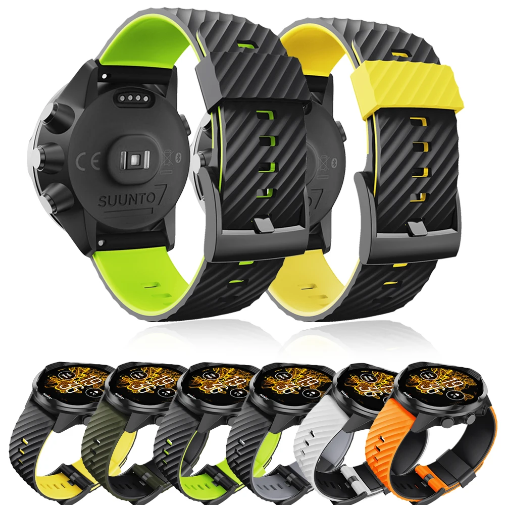 Модный двухцветный мягкий силиконовый сменный ремешок для Suunto 7 9 D5 9Baro браслет