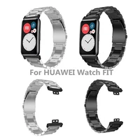 replacement double buckle stainless steel watch strap wristband for huawei fit