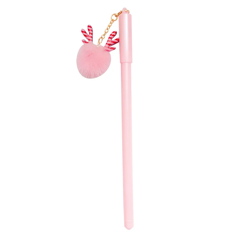 

40pcs Kawaii Gel Pens Christmas Deer Pendant Pens Plush Ball Pens for School Cute Office Supplies Stationery Novelty Wholesale