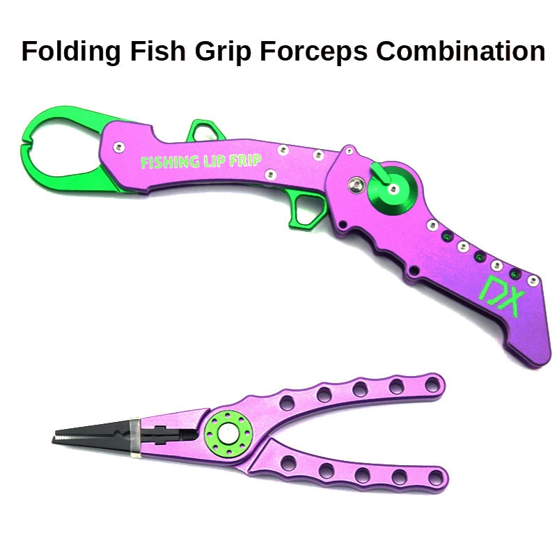 Aluminum Folding Fishing Grip Pliers Line Cutter Scissors Portable Fishing Grip Forceps Set Tools Hook Remover Fish Accessories