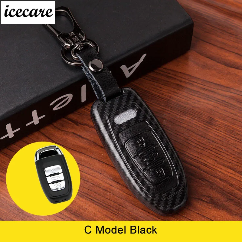 Чехол для ключей из углеродного волокна натуральной кожи Audi Q3 Q5 A3 A5 A6 C5 A4 B6 B7 B8 TT 80 S6