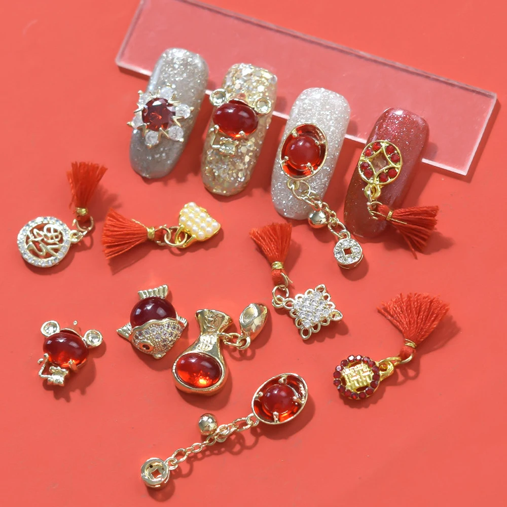 20211 ПК Циркон китайский Стиль праздничный ногтей Стразы Happy Новый год украшение для ногтей ювелирное изделие на ногти стразы кристаллы дизайн ногтей искусство украшения