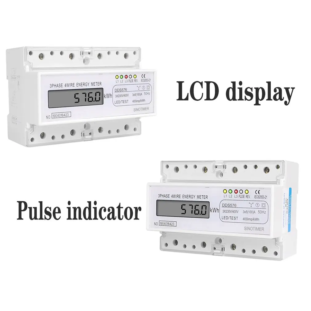 

SINOTIMER DDS576 три фазы 4 провода цифровой электрический счетчик электроэнергии DIN измеритель рейку AC 380V 5 (100), 50 Гц