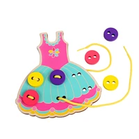 wooden clothes sewing buttons toys toddler wear dress lacing game for girls