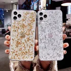 Чехол-накладка для iPhone 11, 12mini, Pro Max, XS, XR, X, 7, 8 Plus, из ТПУ, с блестками и золотой фольгой