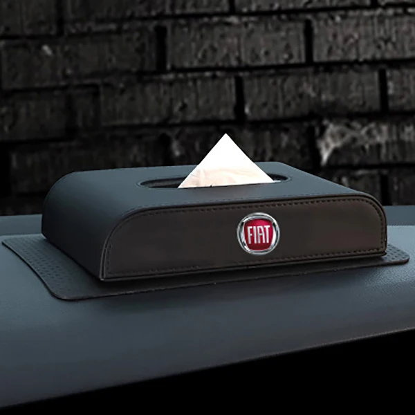 

1 Pcs New Car Style PU Quality Tissue Box For Fiat Viaggio Abarth Punto 124 125 500 Auto Exterior Accessories