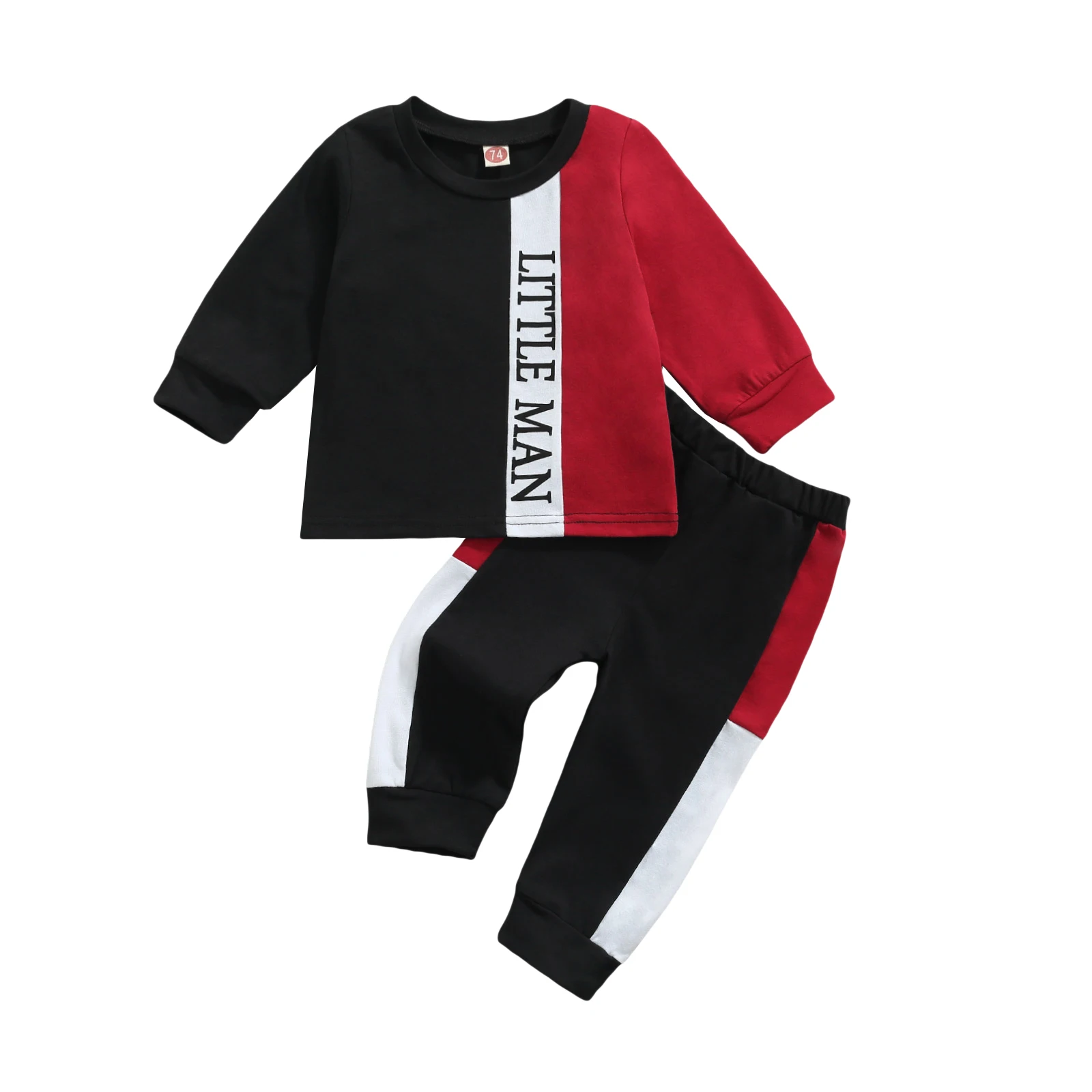 

Clothes For Newborns Baby Boys Letter Print Color Block Long Sleeve T-Shirt Tops Trousers 2Pcs Cotton Traksuit For Children Sets