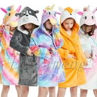 Фланелевые халаты для больших мальчиков и девочек, мультяшная одежда для сна с капюшоном, халат, Рождественская Пижама, детское банное полотенце, одежда для девочек и мальчиков