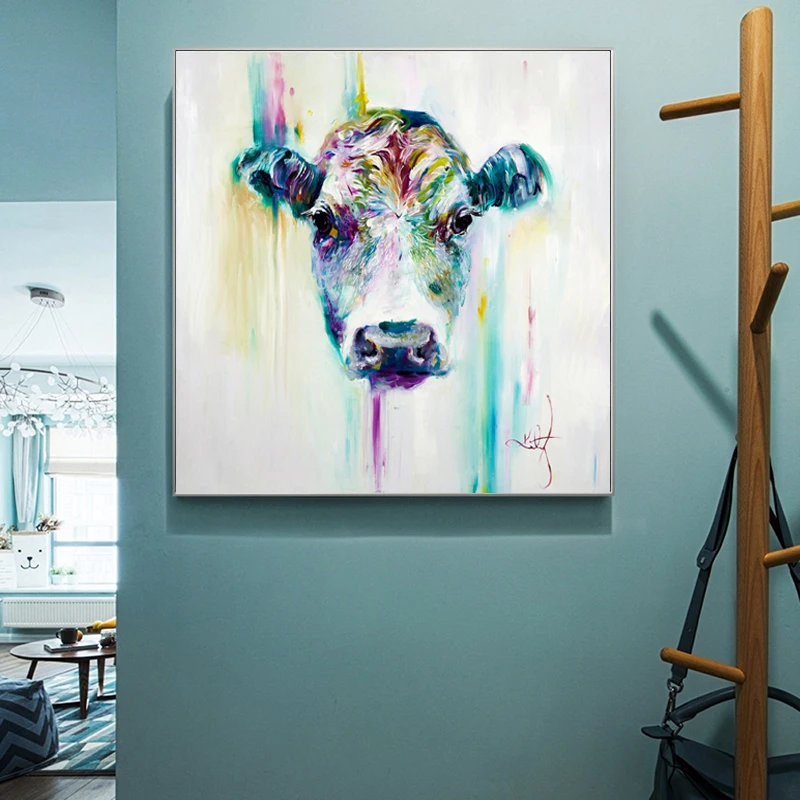 RELIABLI искусство Highland корова животное масляная живопись красочный холст печать