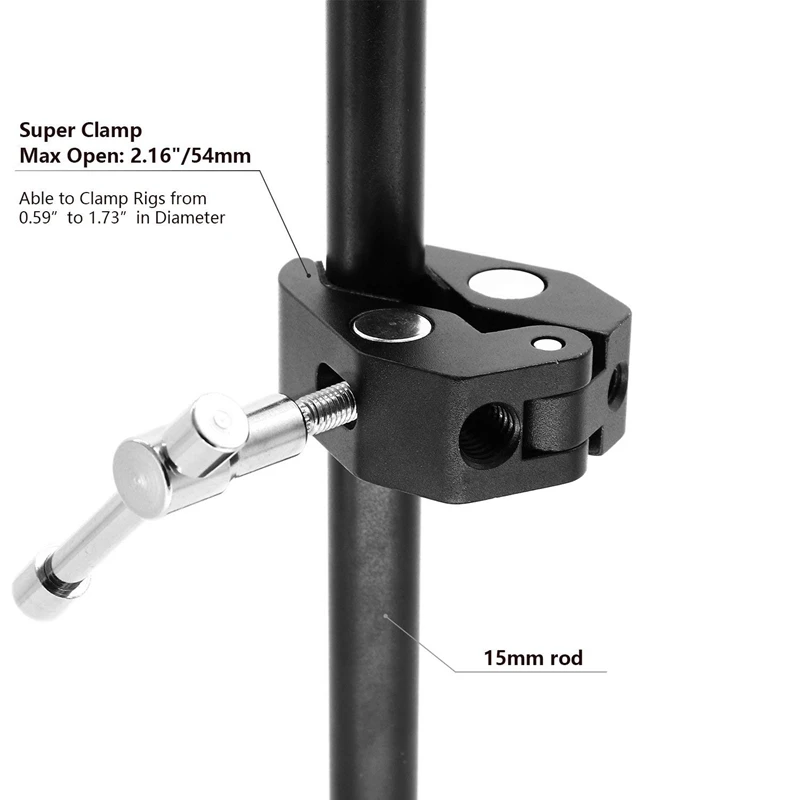 Супер-зажим с резьбой 1/4inch-20 и 3/8inch-16 для камер освещения зонтов крючков полок