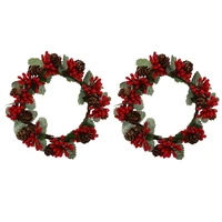 2pcs christmas theme berry wreath ornaments home party decorative pine garlands