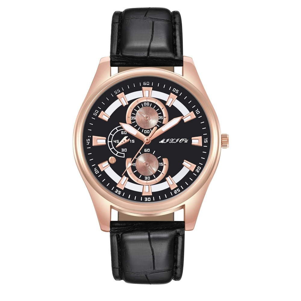 

Casual Relogio Masculino Leather Strap Men Watch Clock Quartz Wrist Watches Male Multi-dial Black Luminous Watch Glow Wristwatch