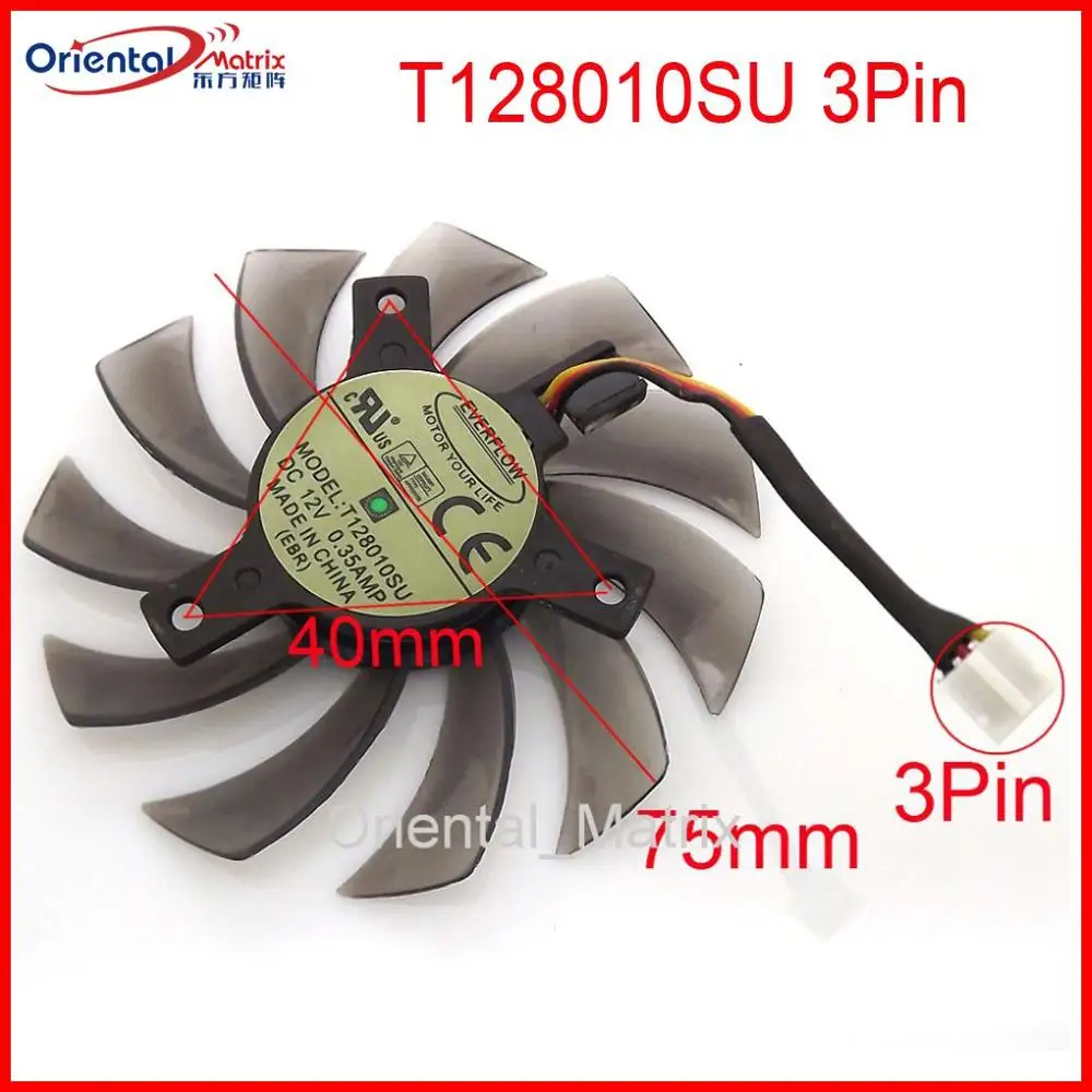 Новый вентилятор T128010SU 75 мм 40x40x40 12 В 0 35a 3Pin VGA для Gigabyte GTX580 GTX670 HD5870 GTX460 GTX470 GTX570