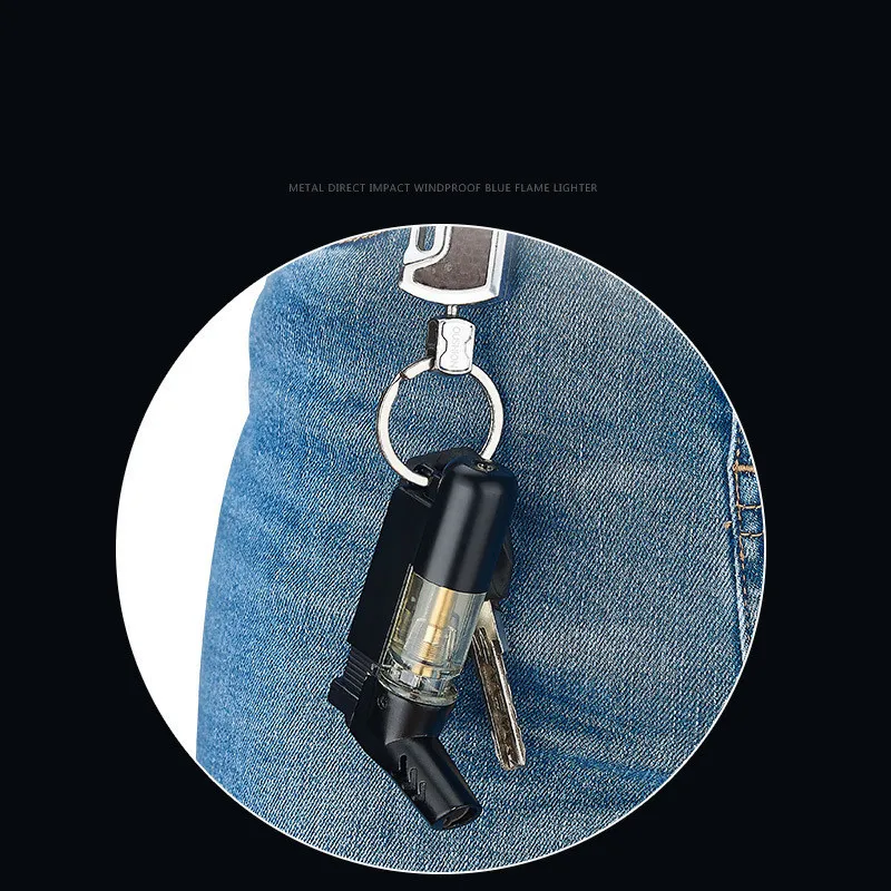 Маленький пистолет распылитель с защитой от ветра синий Надувное пламя турбо