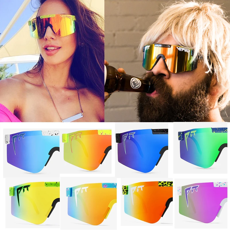 

Hight quality oversized Sun glasses polarized mirrored RED lens tr90 frame protection Men Sport pit viper With Original Case