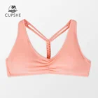 CUPSHE, со шнуровкой сзади, однотонный розовый бикини, топ только для женщин, сексуальный треугольный вырез, Плетеный купальник, пляжная одежда 2022, Раздельный купальник, бюстгальтер, Топ