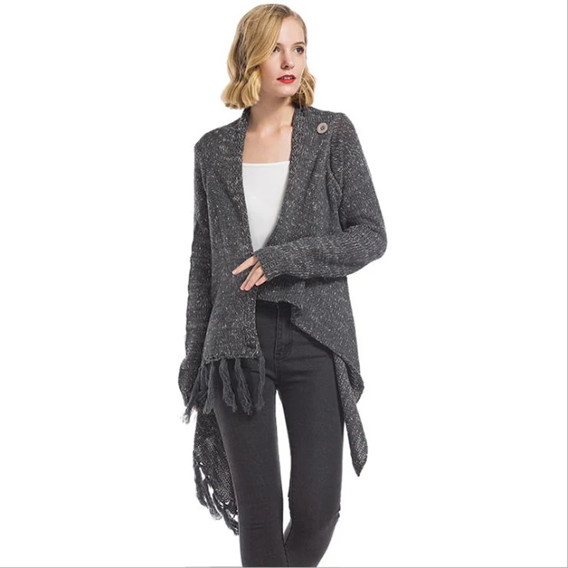 

2021 Fashion Knitted Sweater Coat Plus Size Cardigan Mujer Causal Tassel Solid Color Ropa De Mujer Wrap Clothes Streetwear Femme