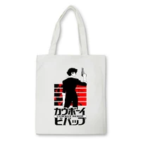 anime cowboy bebop shopping bag reusable eco high capacity handbags shoulder bags casual girls handbag women canvas bag