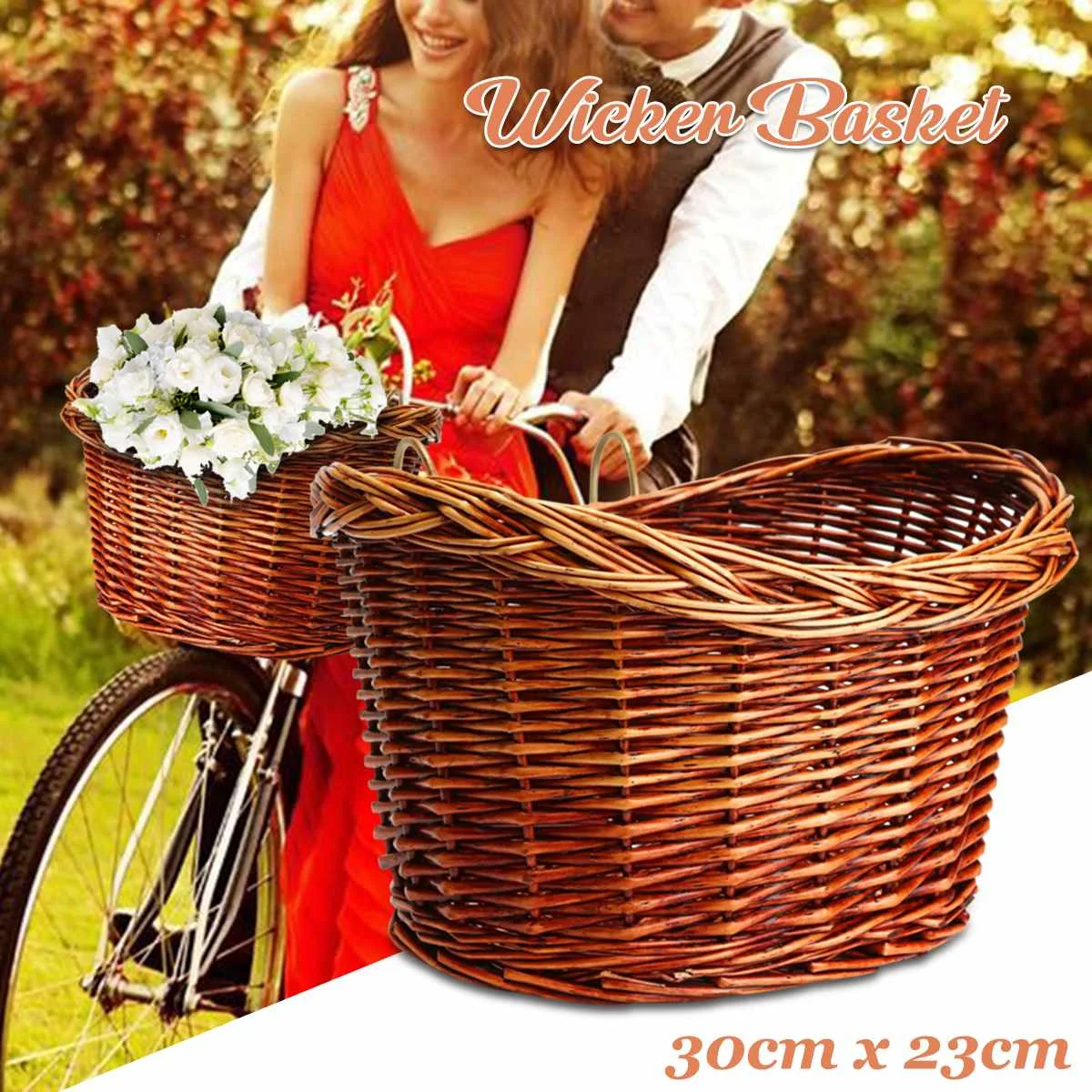 

Винтажные в виде велосипеда из ротанга корзины в стиле ретро, велосипедные балансирующие корзины, плетеные корзины, корзина для скутера для...