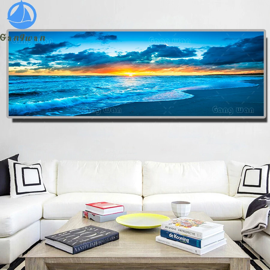 

5D DIY Diamond Painting sunset Sea view Full Square Round Drill Embroidery ocean landscape Mosaic Needlework large Home Decor