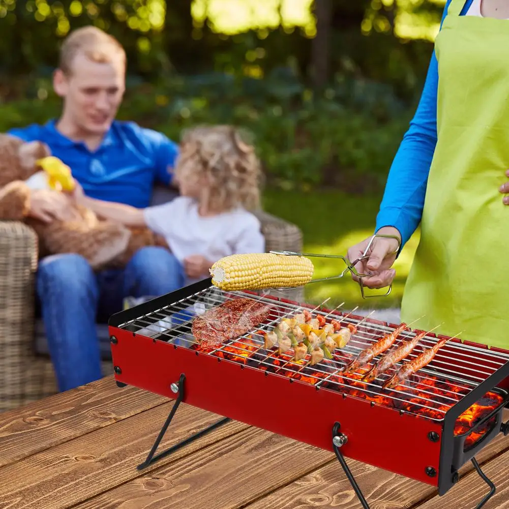 

Outdoor Charcoal Grill Foldable Barbecue Grill Portable BBQ Stove Stainless Steel Grilled Net For Camping Picnic
