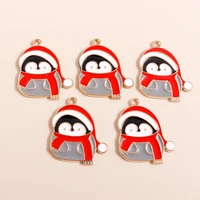 10pcs 2724mm alloy cute cartoon christmas penguin charms for diy bracelet necklace jewelry making earring pendant findings