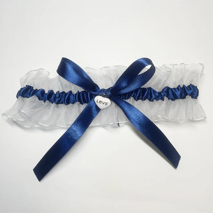 

Sexy Fashion Wedding Garter navy blue Bowknot Women Lingerie Wedding Gift Accessories Elastic Leg Stocking Ring Garters