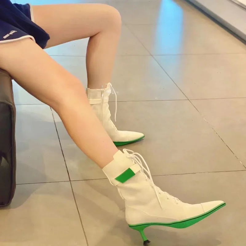 

Fashion Women's Ankle Boots Retro Pointed Toe Lace Up High Heels Stilettos Shoes C12