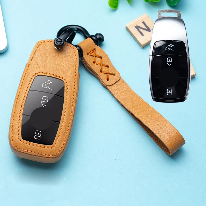 Кожаный чехол для ключей Mercedes Benz CLS CLA GL R SLK AMG A B C S Класс 2017 E класс W213 2018