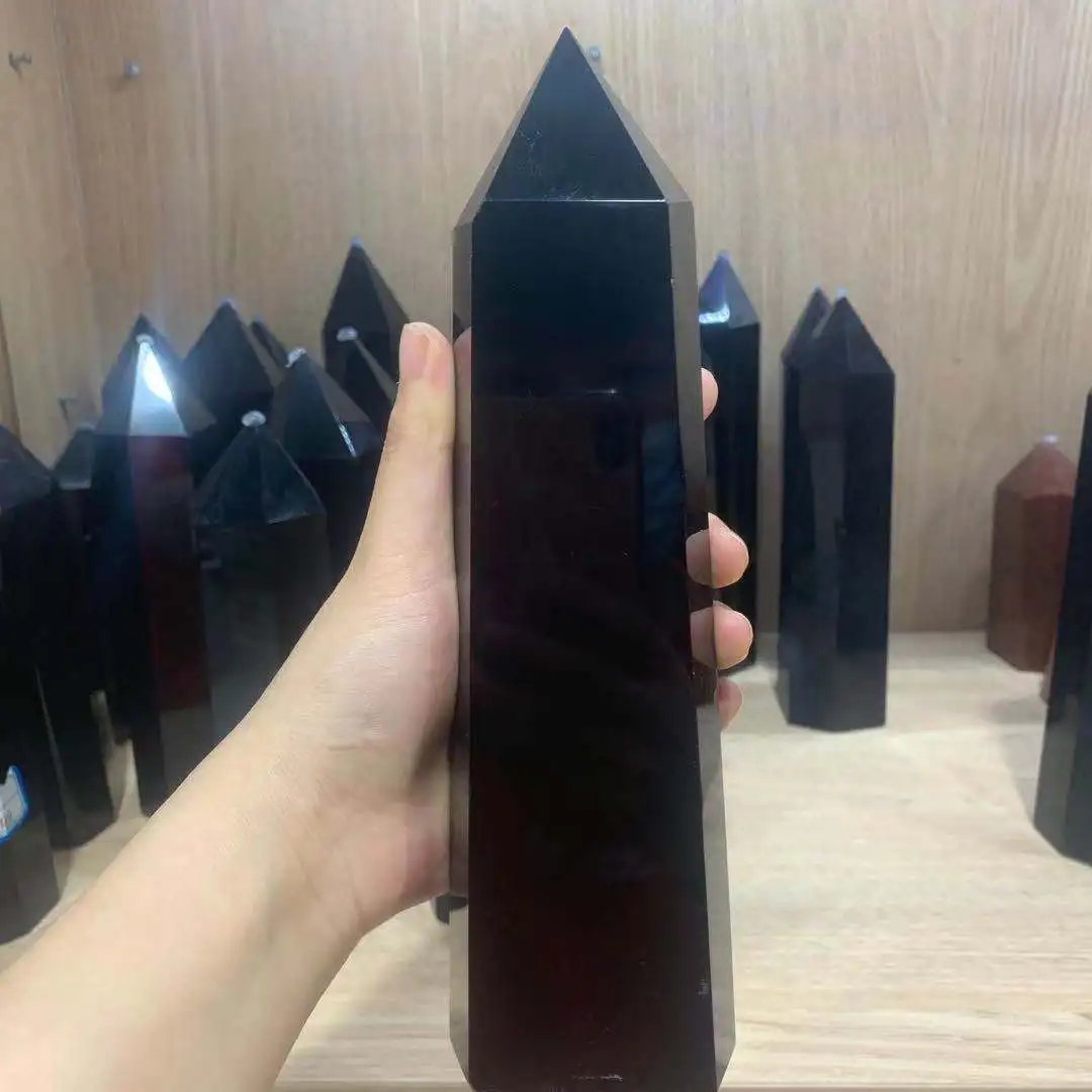 

Natural Large Black Obsidian Tower Chakra Healing Gemstone Obelisk Home Décor