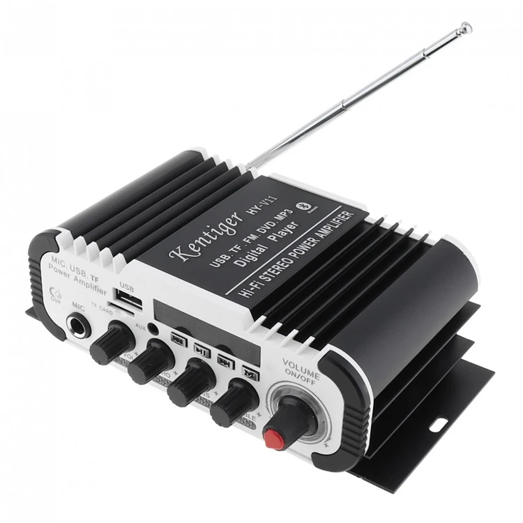 without power Kentiger HY-V11 с 12V5A питанием и av-кабелем Bluetooth усилитель USB TF FM AUX dac 6,5 мм микрофон караоке динамик Amplificador - Цвет: without power