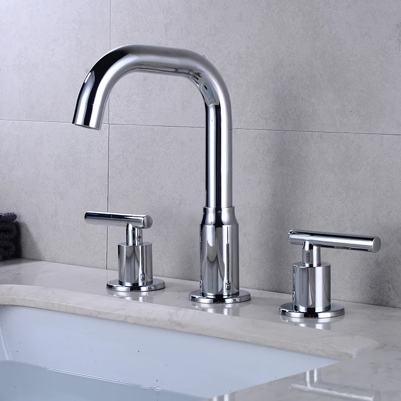 bathroom basin faucet deck mounted double handle faucet matt black basin mixer hot cold shower room sink faucet 3 hole tub tap free global shipping