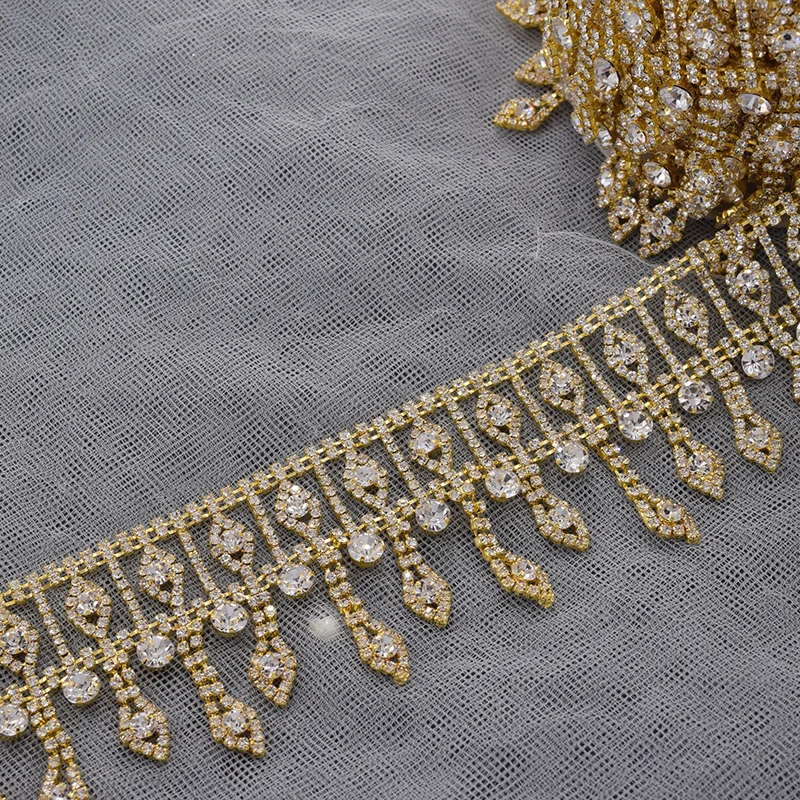 5 ярдов/партия золотая отделка аппликация ширина 8 см стразы свадебное платье
