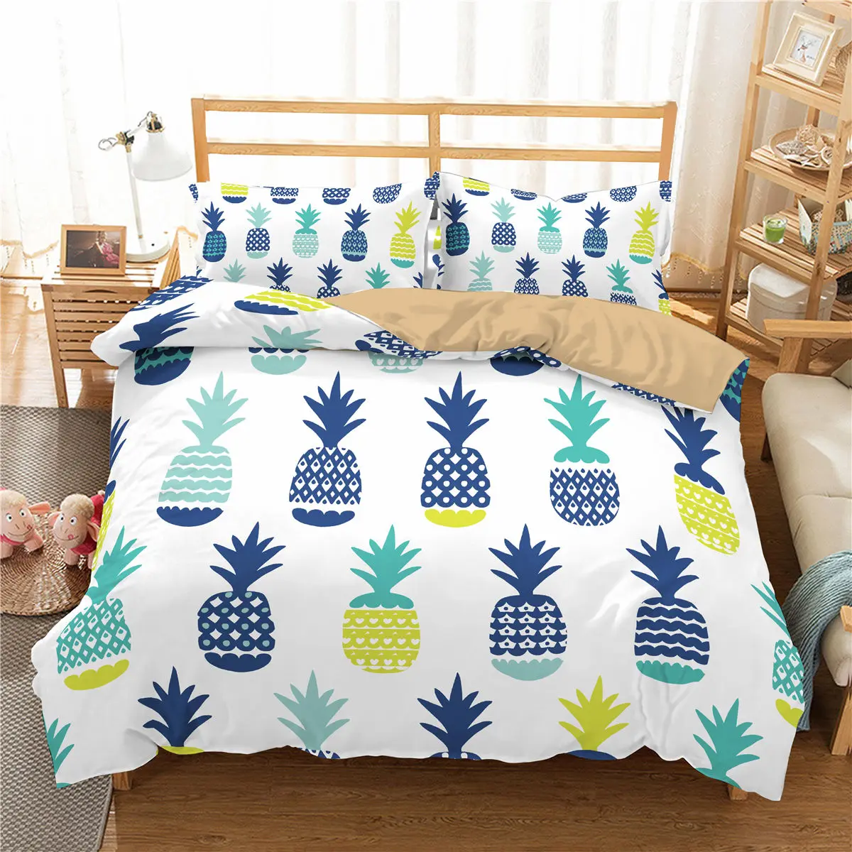 

Bedding Set Comforter Case 3D Pineapple Duvet/Quilt Cover Pillowcase King Queen Double Single Quilt Cover Home Textile