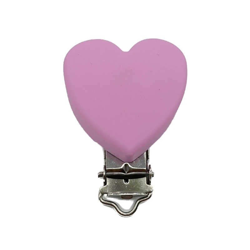 

Silicone Heart Pacifier Chain Holder Soother Nursing Clips BPA Free Teether Clip 24BE