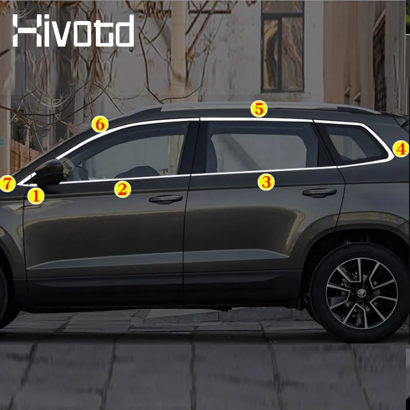 

Аксессуары для Skoda Karoq 2023 2024, декоративная отделка окна автомобиля, внешняя модифицированная отделка оконных стоек из нержавеющей стали