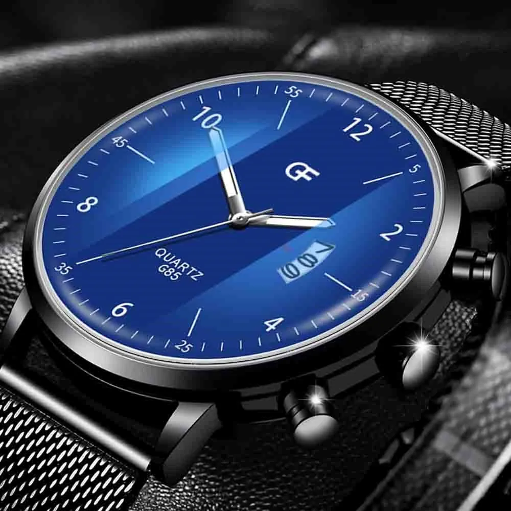Роскошные мужские часы высокого класса с простым календарем Erkek Kol Saati кварцевые