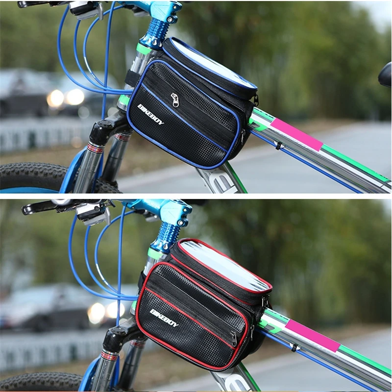 

BIKEBOY Rainproof Cycling package Frame Front Top Tube Bicycle pack 6.5in Phone Case Touchscreen bundle Free gift rain cover